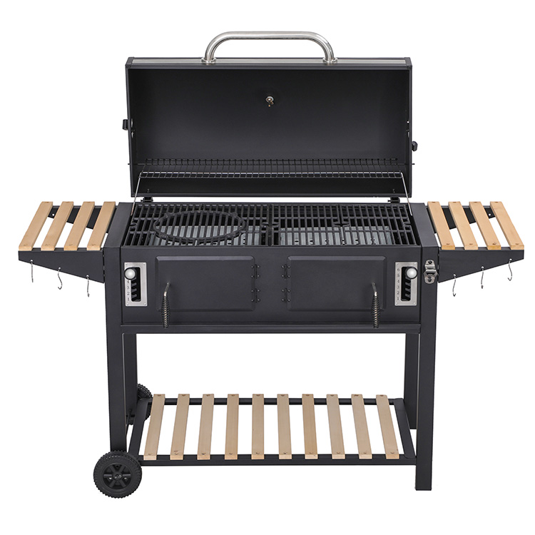 BBQ Grill Holzkohle mit Holzbeistelltisch